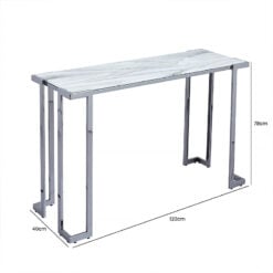 Azaria Grey Gunmetal Steel And White Marble Effect Glass Console Table