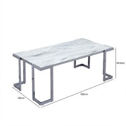 Azora Grey Gunmetal Steel And White Marble Effect Glass Coffee Table