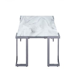 Azora Grey Gunmetal Steel And White Marble Effect Glass Coffee Table