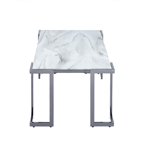 Azaria Grey Gunmetal Steel And White Marble Effect Glass Coffee Table