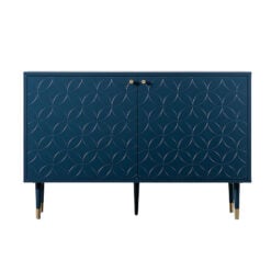 Azure 2 Door Blue Wood And Brass Gold Metal Art Deco Boho Sideboard