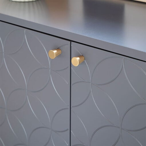 Azure 2 Door Grey Wood And Brass Gold Metal Art Deco Boho Sideboard