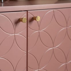 Azure 2 Door Pink Wood And Brass Gold Metal Art Deco Boho Sideboard