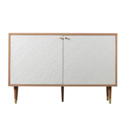 Azure 2 Door White And Oak Wood And Brass Gold Scandi Boho Sideboard