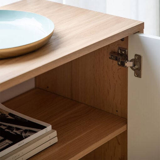 Azure 2 Door White And Oak Wood And Brass Gold Scandi Boho Sideboard