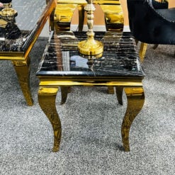 Black And Gold Marble And Gold Metal Side Table End Table