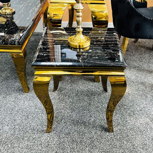 Black And Gold Marble And Gold Metal Side Table End Table