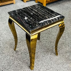 Black And Gold Marble And Gold Metal Side Table End Table