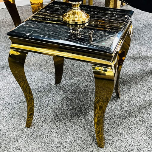 Black And Gold Marble And Gold Metal Side Table End Table