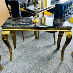 Black And Gold Marble And Gold Metal Slim Console Hallway Table