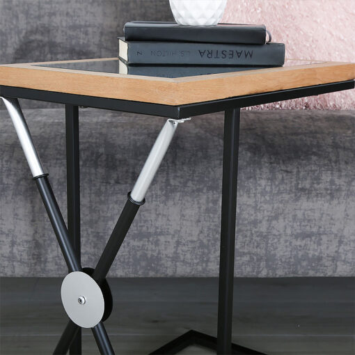 Byron Black And Silver Sofa Table Side Table With Mirrored Top