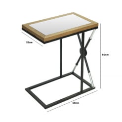 Byron Black And Silver Sofa Table Side Table With Mirrored Top