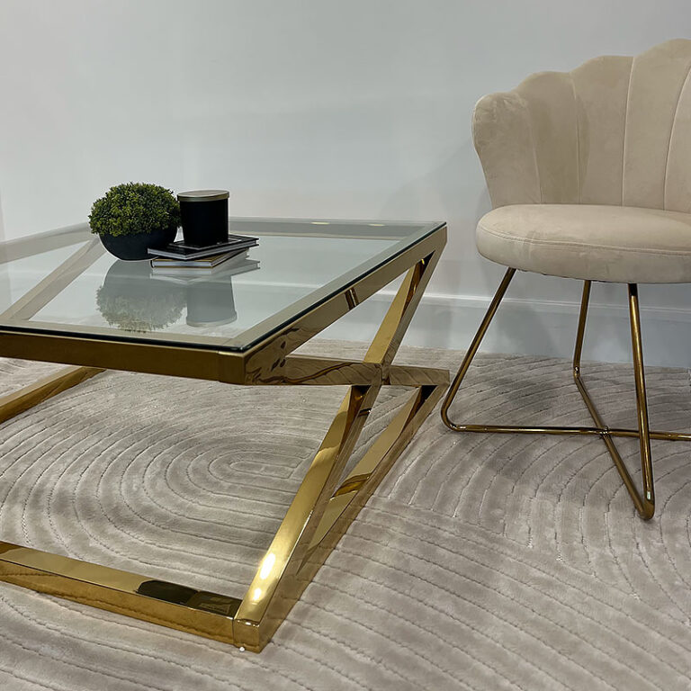 Art Deco Modern X Gold Metal And Clear Glass Large Square Coffee Table ...