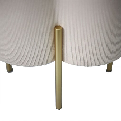 Cream Velvet Clover Ottoman Footstool with Gold Metal Legs