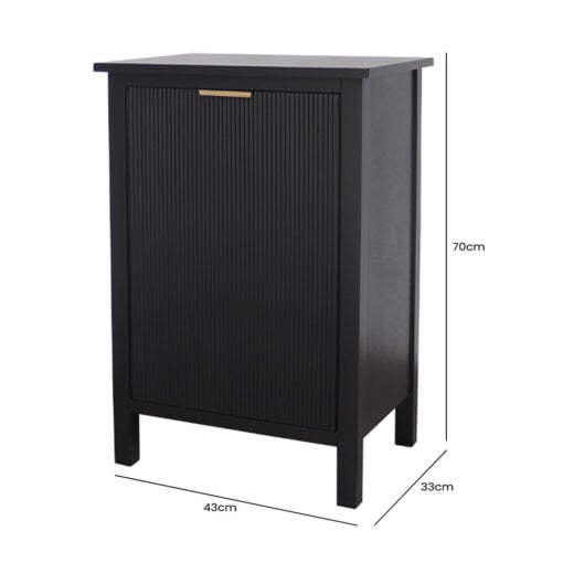 Ebony Black Pine Wood 1 Door Storage Cabinet Side End Display Table