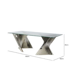 Empire Art Deco Chrome Steel And Glass Large Rectangular Coffee Table