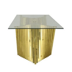 Empire Art Deco Gold Metal And Glass Large Rectangular Coffee Table