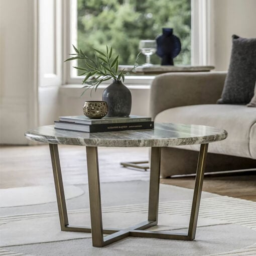 Green Grey Faux Marble And Bronzed Brass Antique Gold Coffee Table