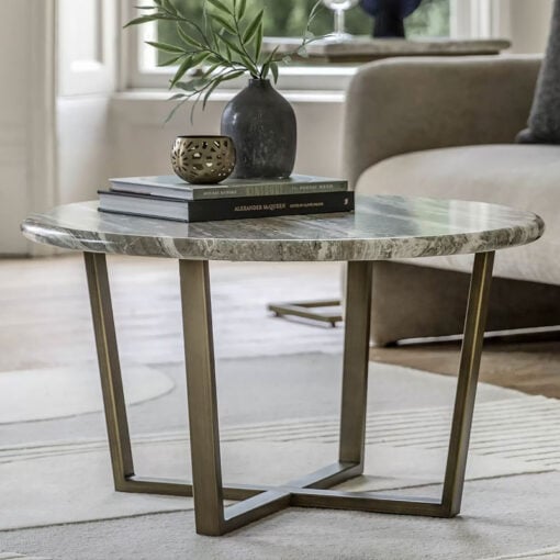 Green Grey Faux Marble And Bronzed Brass Antique Gold Coffee Table