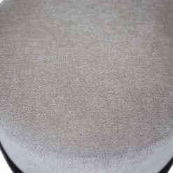 Grey Linen Pouffe Stool Footstool With Black Metal Legs