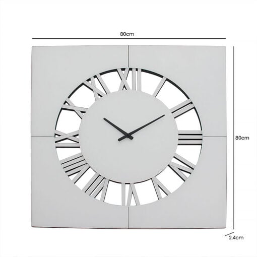 Large Silver Mirrored Glass Wall Clock 80cm