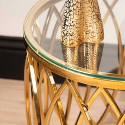 Primrose Gold Metal And Glass Round Side Table End Table