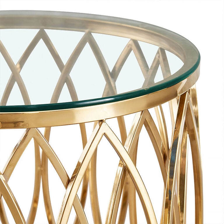 Primrose Gold Metal And Glass Round Side Table End Table | Picture ...