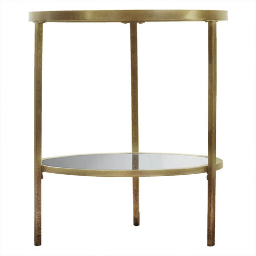 Reina 2 Tier Round Gold Metal And Glass Side Table End Table