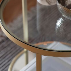 Reina 2 Tier Round Gold Metal And Glass Side Table End Table