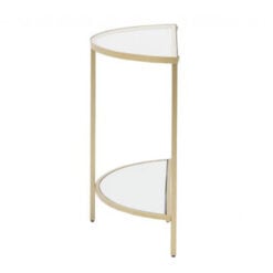 Reina Half Moon Slim Narrow Gold Metal And Glass Console Table