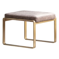 Ronan Mocha Brown Industrial Footstool With Gold Metal Frame