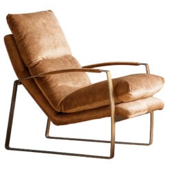 Ronan Ochre Tan Industrial Accent Chair Armchair With Gold Metal Frame