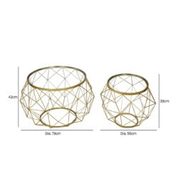 Set Of Art Deco 2 Gold Metal Mesh Coffee Tables With Glass Tops