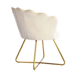 Shell Back Cream Mink Velvet Dining Chair Armchair With Gold Legs