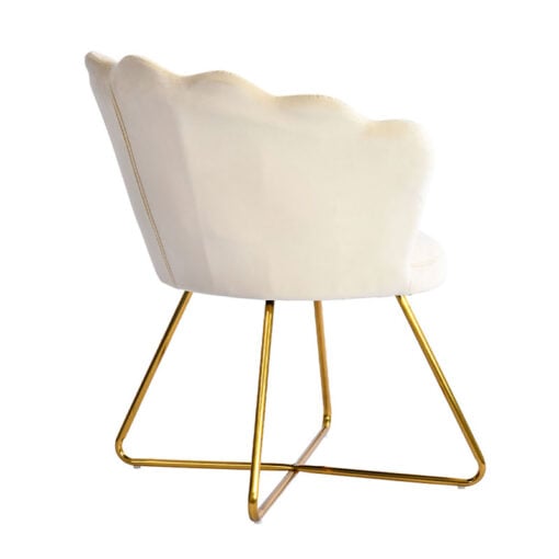 Shell Back Cream Mink Velvet Dining Chair With Gold Legs