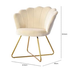 Shell Back Cream Mink Velvet Dining Chair Armchair With Gold Legs