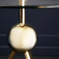 Abstract Art Deco Tripod Gold Metal And Clear Glass Side End Table