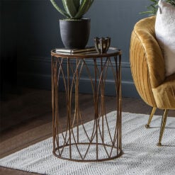 Antiqued Glass Side Table With Bronze Antique Gold Metal Frame