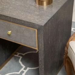 Art Deco 1 Drawer Grey Wood And Gold Metal Side Table Bedside Cabinet