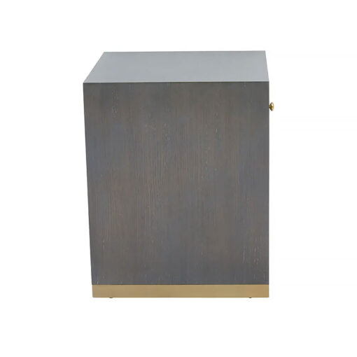 Art Deco 1 Drawer Grey Wood And Gold Metal Side Table Bedside Cabinet