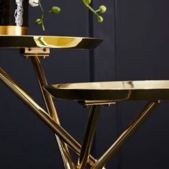 Art Deco 2 Tier Gold Metal And Mirrored Glass Side Table End Table