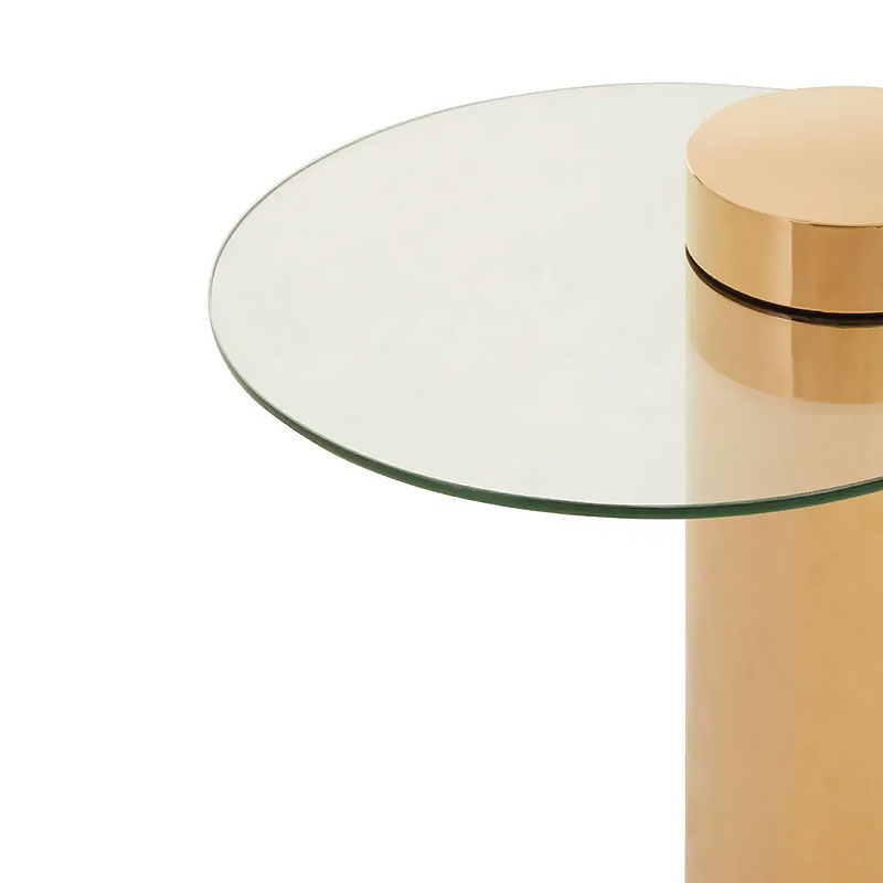 Art Deco Abstract Rose Gold Metal And Clear Glass Side Table End Table ...