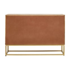 Art Deco Boho 2 Door Light Brown Mango Wood And Gold Metal Sideboard