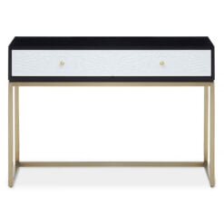 Art Deco Boho 2 Drawer Black And White Wood And Gold Metal Console Table