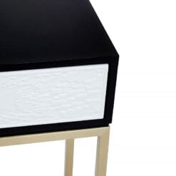 Art Deco Boho 2 Drawer Black And White Wood And Gold Metal Console Table