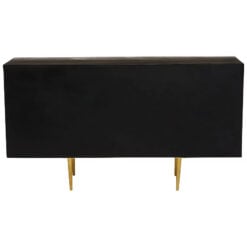 Art Deco Boho 4 Door Large Brown Mango Wood And Gold Metal Sideboard