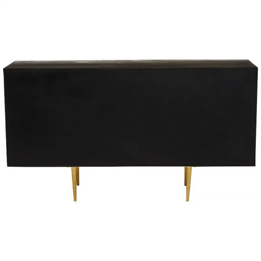 Art Deco Boho 4 Door Large Brown Mango Wood And Gold Metal Sideboard