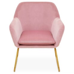 Art Deco Boho Pink Velvet And Gold Metal Tub Armchair Accent Chair