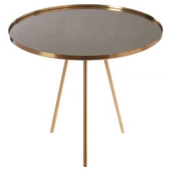 Art Deco Gold Metal Side Table End Table With Mirrored Glass Top