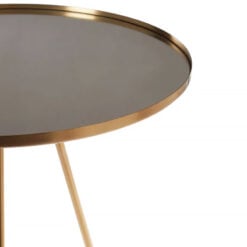 Art Deco Gold Metal Side Table End Table With Mirrored Glass Top